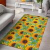 Blue Watercolor Sunflower Pattern Rug Sport Decor Gift Floor Decor Living Room Carpet Rug Area Rug - e4221c159169