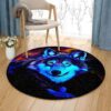 Blue Wolf Round Carpet Floor Rug Living Room Bedroom Decor Round Area Rug Carpet