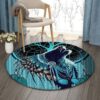 Blue Wolf Native American Round Carpet Floor Rug Living Room Bedroom Decor Round Area Rug Carpet