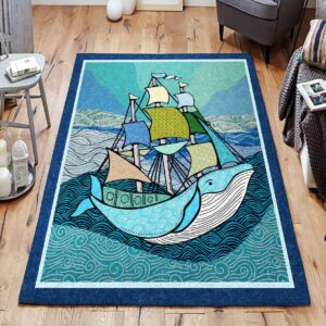 Boat And Whale Rug Sport Decor Gift Floor Decor Living Room Carpet Rug Area Rug - 289c53f90939