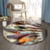 Boat Painting 2 Round Carpet Floor Rug Living Room Bedroom Decor Round Area Rug Carpet