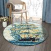 Boat Painting 3 Round Carpet Floor Rug Living Room Bedroom Decor Round Area Rug Carpet