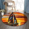 Boat Painting Round Carpet Floor Rug Living Room Bedroom Decor Round Area Rug Carpet