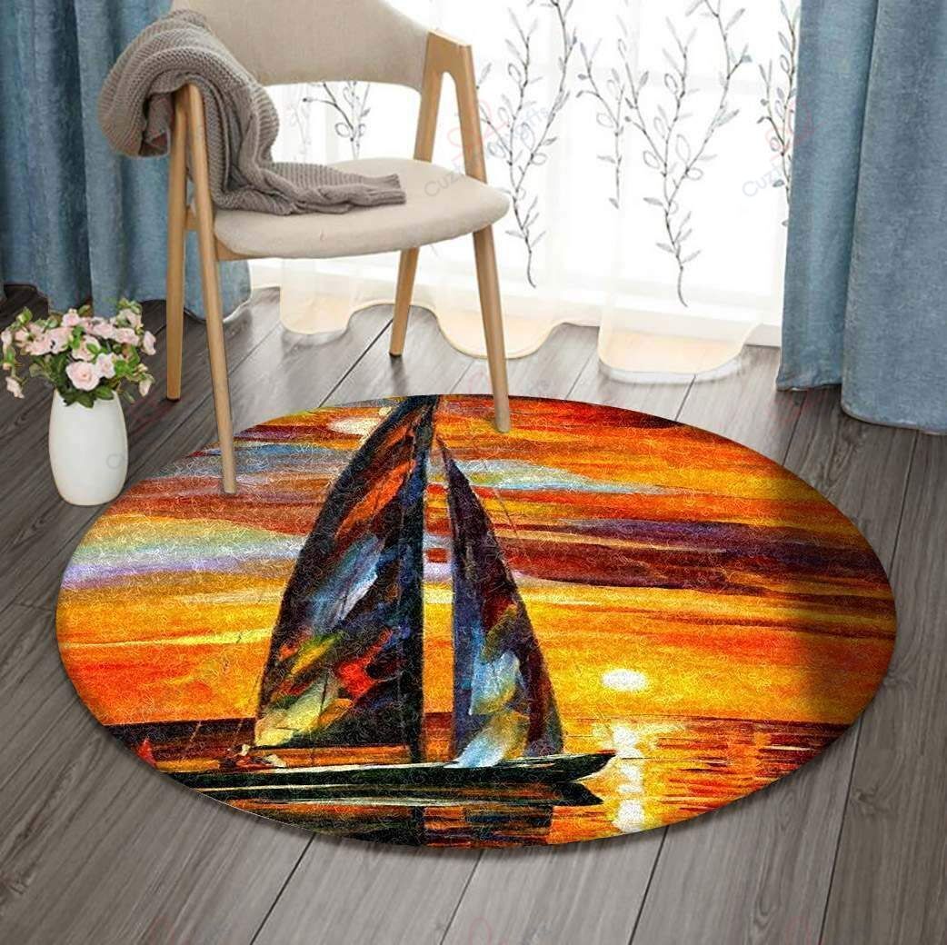 Boat Painting Round Carpet Floor Rug Living Room Bedroom Decor Round Area Rug Carpet Boat Painting Round Carpet Floor Rug Living Room Bedroom Decor Round Area Rug Carpet