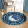Bohemian Blue Moon Round Carpet Floor Rug Living Room Bedroom Decor Round Area Rug Carpet