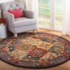 Bohemian Flower Round Carpet Floor Rug Living Room Bedroom Decor Round Area Rug Carpet
