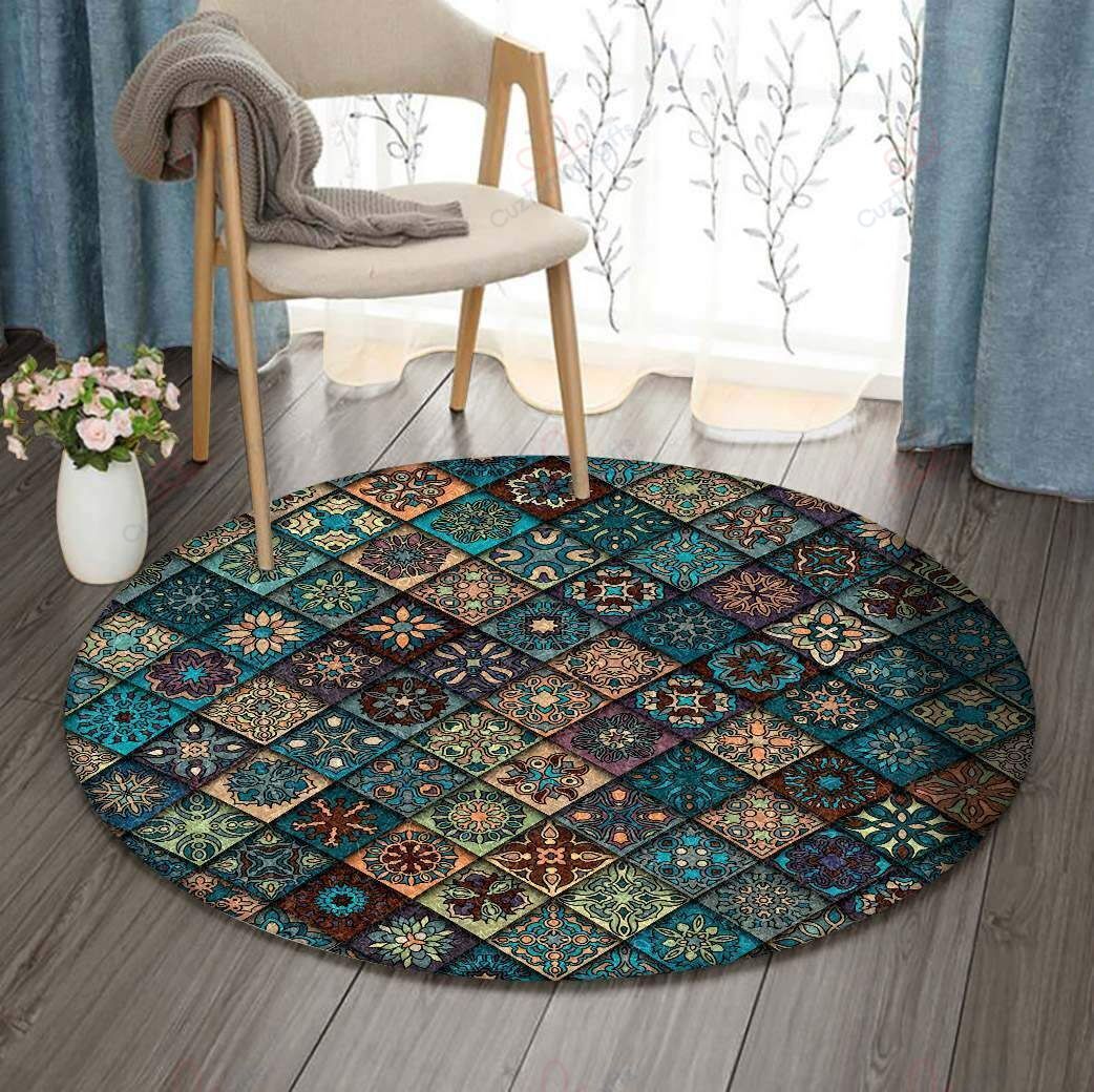 Bohemian Flowers 1 Round Carpet Floor Rug Living Room Bedroom Decor Round Area Rug Carpet Bohemian Flowers 1 Round Carpet Floor Rug Living Room Bedroom Decor Round Area Rug Carpet