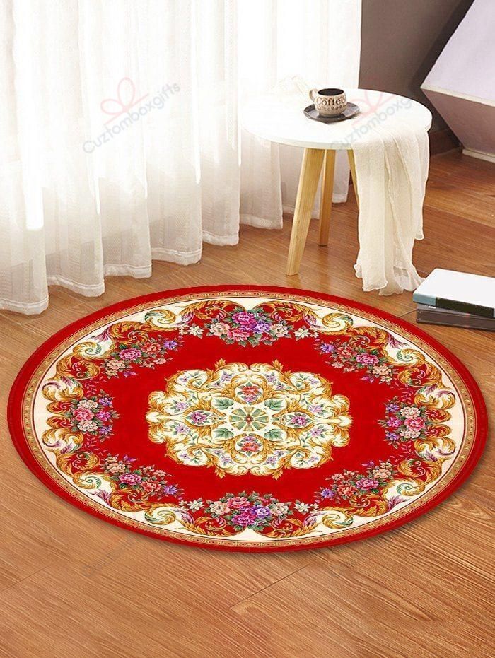 Bohemian Flowers Round Carpet Floor Rug Living Room Bedroom Decor Round Area Rug Carpet Bohemian Flowers Round Carpet Floor Rug Living Room Bedroom Decor Round Area Rug Carpet
