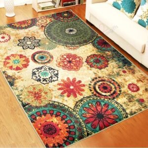 Boho Floral Rug Sport Decor Gift Floor Decor Living Room Carpet Rug Area Rug - 8338670c1179