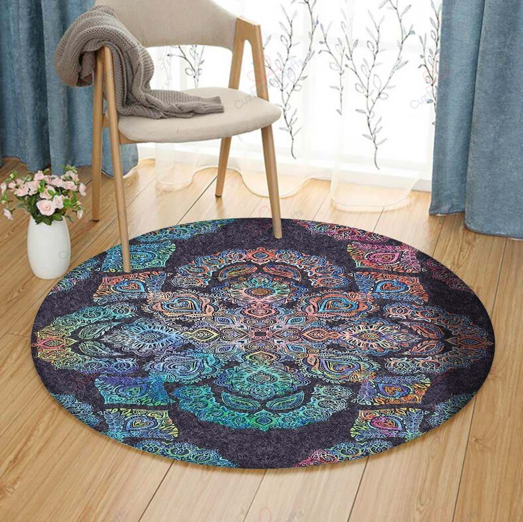 Boho Intense Round Carpet Floor Rug Living Room Bedroom Decor Round Area Rug Carpet Boho Intense Round Carpet Floor Rug Living Room Bedroom Decor Round Area Rug Carpet