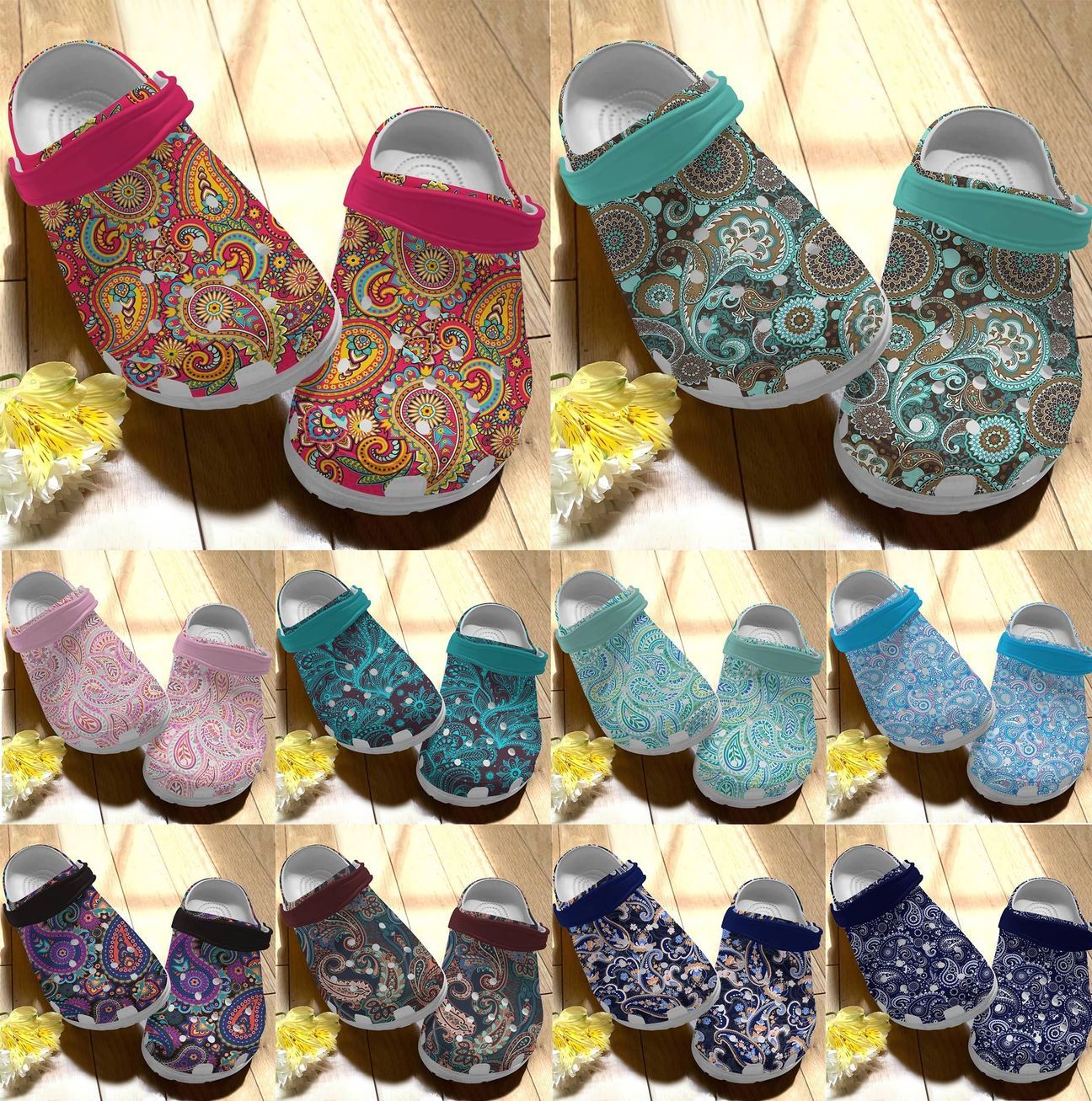 Boho Personalize Clog Custom Crocs Fashionstyle Comfortable For Women Men Kid Print 3D 10 Paisley Patterns Boho Personalize Clog Custom Crocs Fashionstyle Comfortable For Women Men Kid Print 3D 10 Paisley Patterns