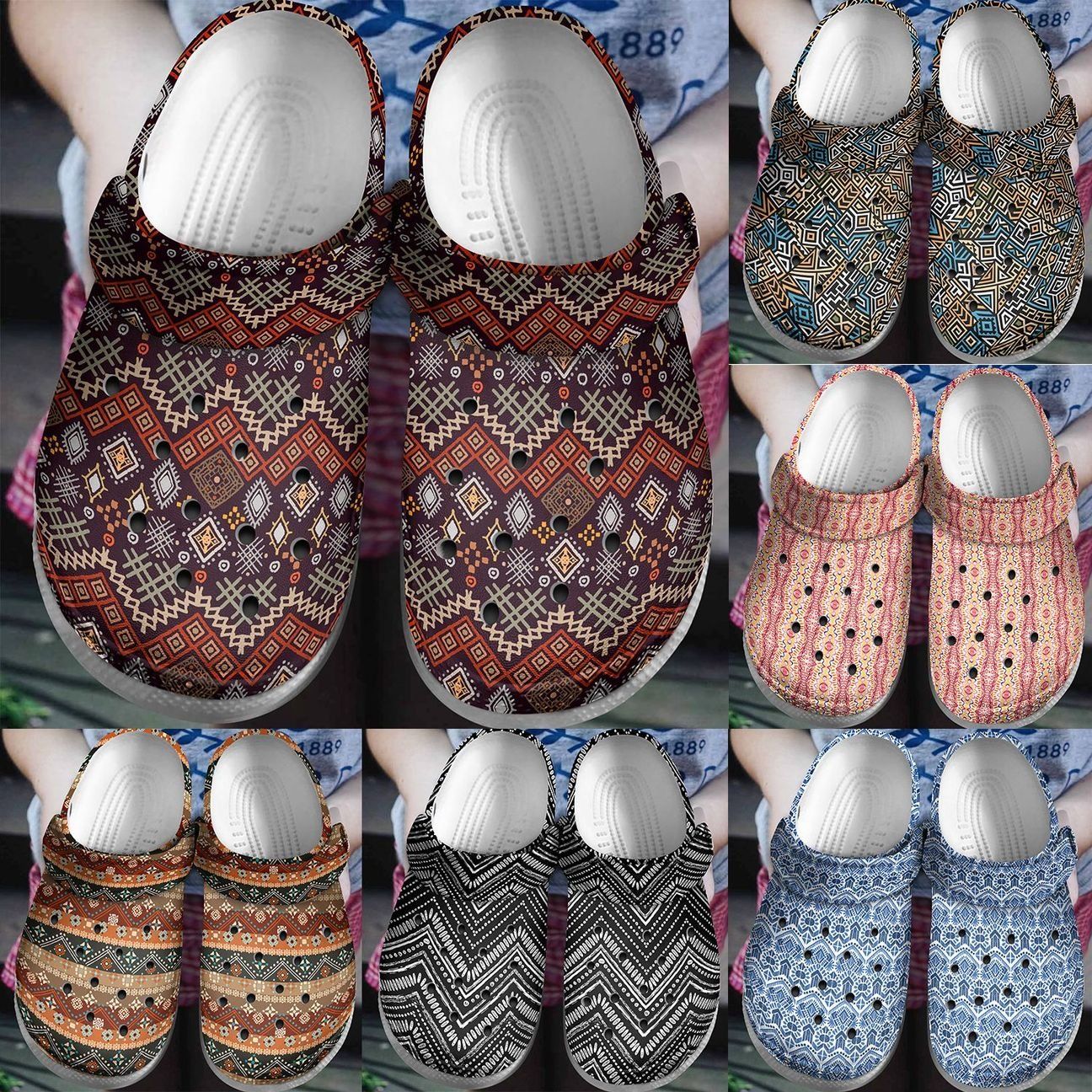 Boho Personalize Clog Custom Crocs Fashionstyle Comfortable For Women Men Kid Print 3D Boho Collection Boho Personalize Clog Custom Crocs Fashionstyle Comfortable For Women Men Kid Print 3D Boho Collection