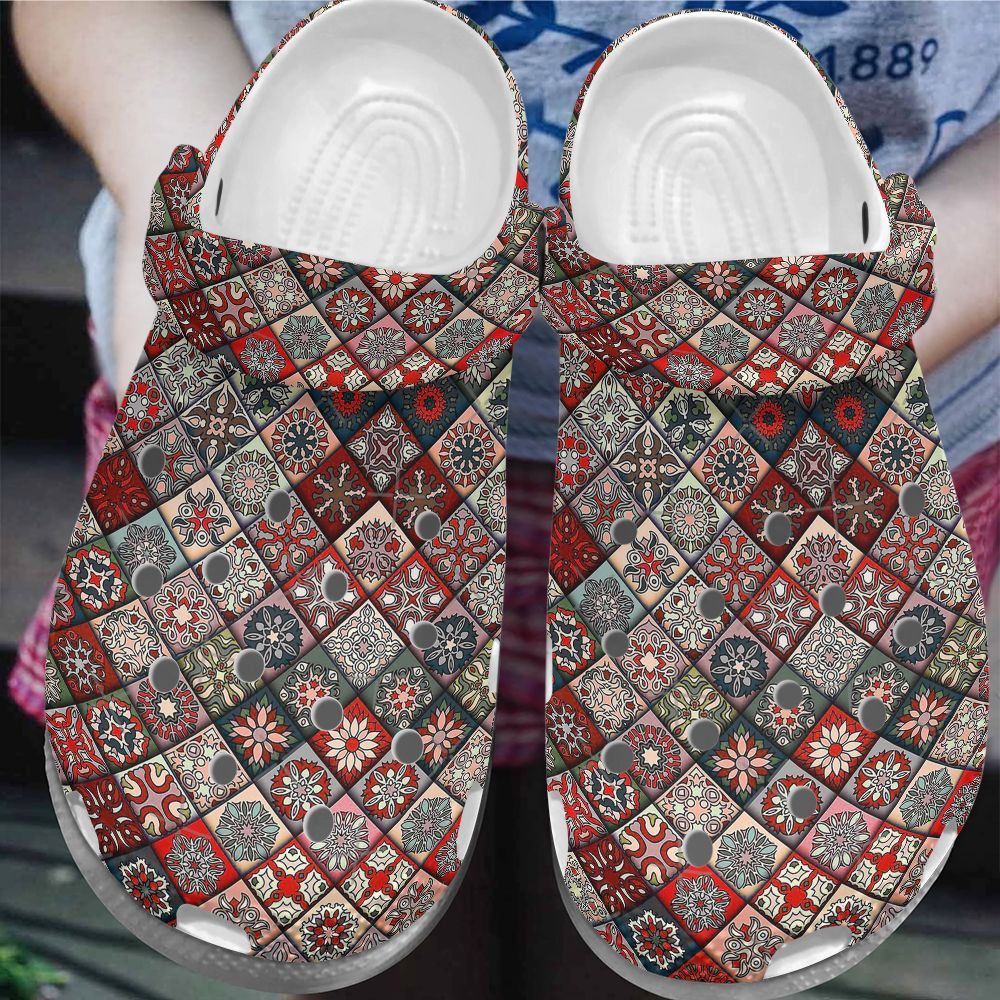 Boho Personalize Clog Custom Crocs Fashionstyle Comfortable For Women Men Kid Print 3D Whitesole Reds Boho Personalize Clog Custom Crocs Fashionstyle Comfortable For Women Men Kid Print 3D Whitesole Reds