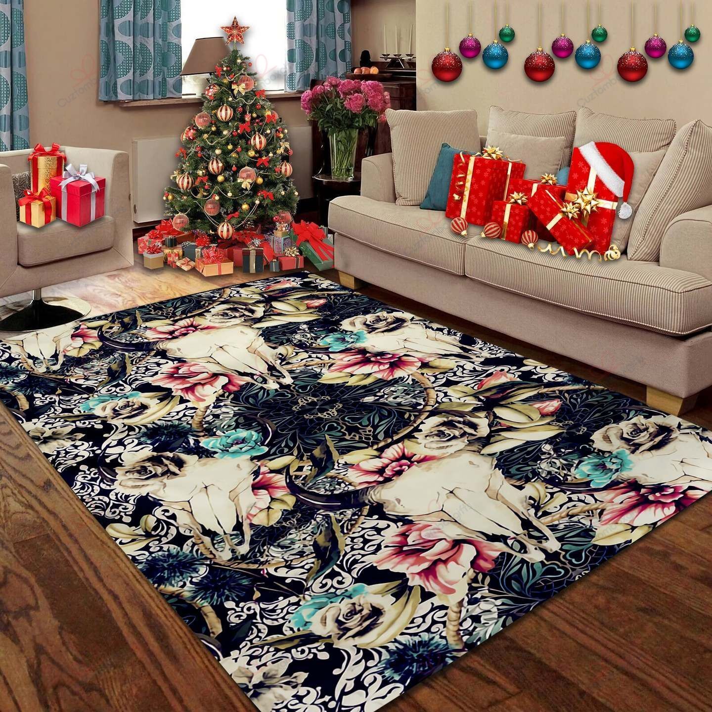 Boho Skull Floral Rug Sport Decor Gift Floor Decor Living Room Carpet Rug Area Rug - 29e6de7a240d Boho Skull Floral Rug Sport Decor Gift Floor Decor Living Room Carpet Rug Area Rug - 29e6de7a240d