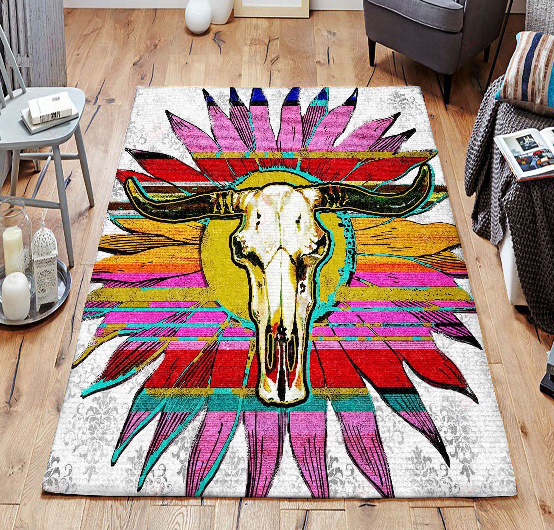Boho Skull Flower Rug Sport Decor Gift Floor Decor Living Room Carpet Rug Area Rug - 3d197a277973 Boho Skull Flower Rug Sport Decor Gift Floor Decor Living Room Carpet Rug Area Rug - 3d197a277973