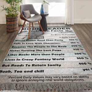 Book Reader Nutrition Facts Rug Sport Decor Gift Floor Decor Living Room Carpet Rug Area Rug - 0cc9ffa24063