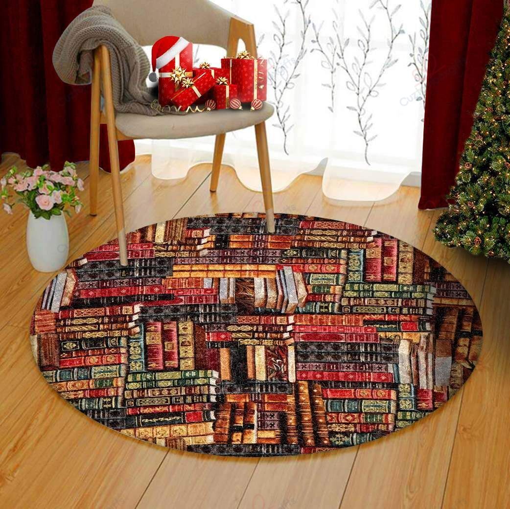 Books Round Carpet Floor Rug Living Room Bedroom Decor Round Area Rug Carpet Books Round Carpet Floor Rug Living Room Bedroom Decor Round Area Rug Carpet