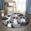 Border Collie Round Carpet Floor Rug Living Room Bedroom Decor Round Area Rug Carpet