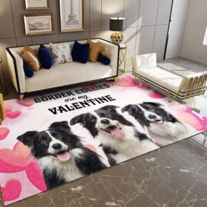 Border Collies Are My Valentine Rug Sport Decor Gift Floor Decor Living Room Carpet Rug Area Rug - b3287dfa314e