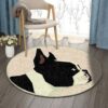 Boston Terier Round Carpet Floor Rug Living Room Bedroom Decor Round Area Rug Carpet