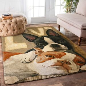 Boston Terrier Couple Rug Sport Decor Gift Floor Decor Living Room Carpet Rug Area Rug - 28b71991a066