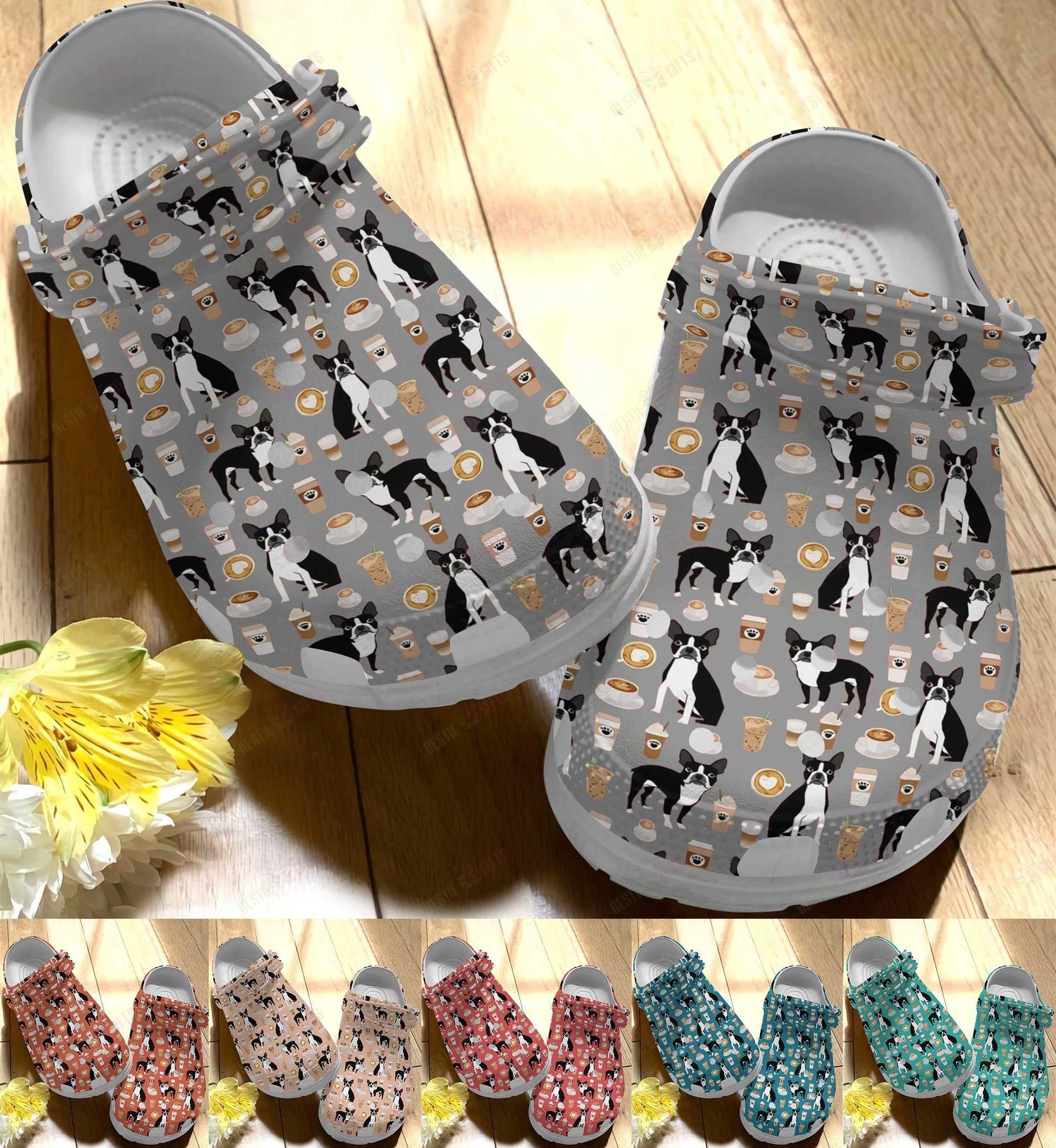 Boston Terrier Crocs Clog Classic Clog Whitesole Boston Terrier And Coffee Shoes Boston Terrier Crocs Clog Classic Clog Whitesole Boston Terrier And Coffee Shoes