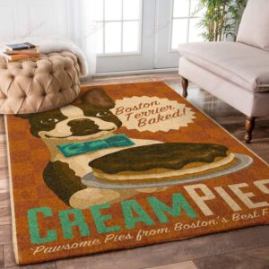 Boston Terrier Dog Cream Pies Pawsome Pies From Boston Is Best Friend Rug Sport Decor Gift Floor Decor Living Room Carpet Rug Area Rug - bbbb05fc15d1