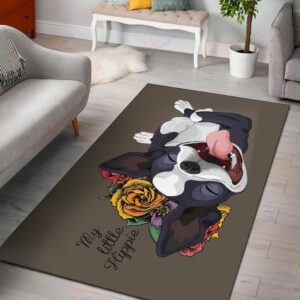 Boston Terrier Floral Rug Sport Decor Gift Floor Decor Living Room Carpet Rug Area Rug - e69441f3bf4e