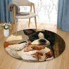 Boston Terrier Round Carpet Floor Rug Living Room Bedroom Decor Round Area Rug Carpet