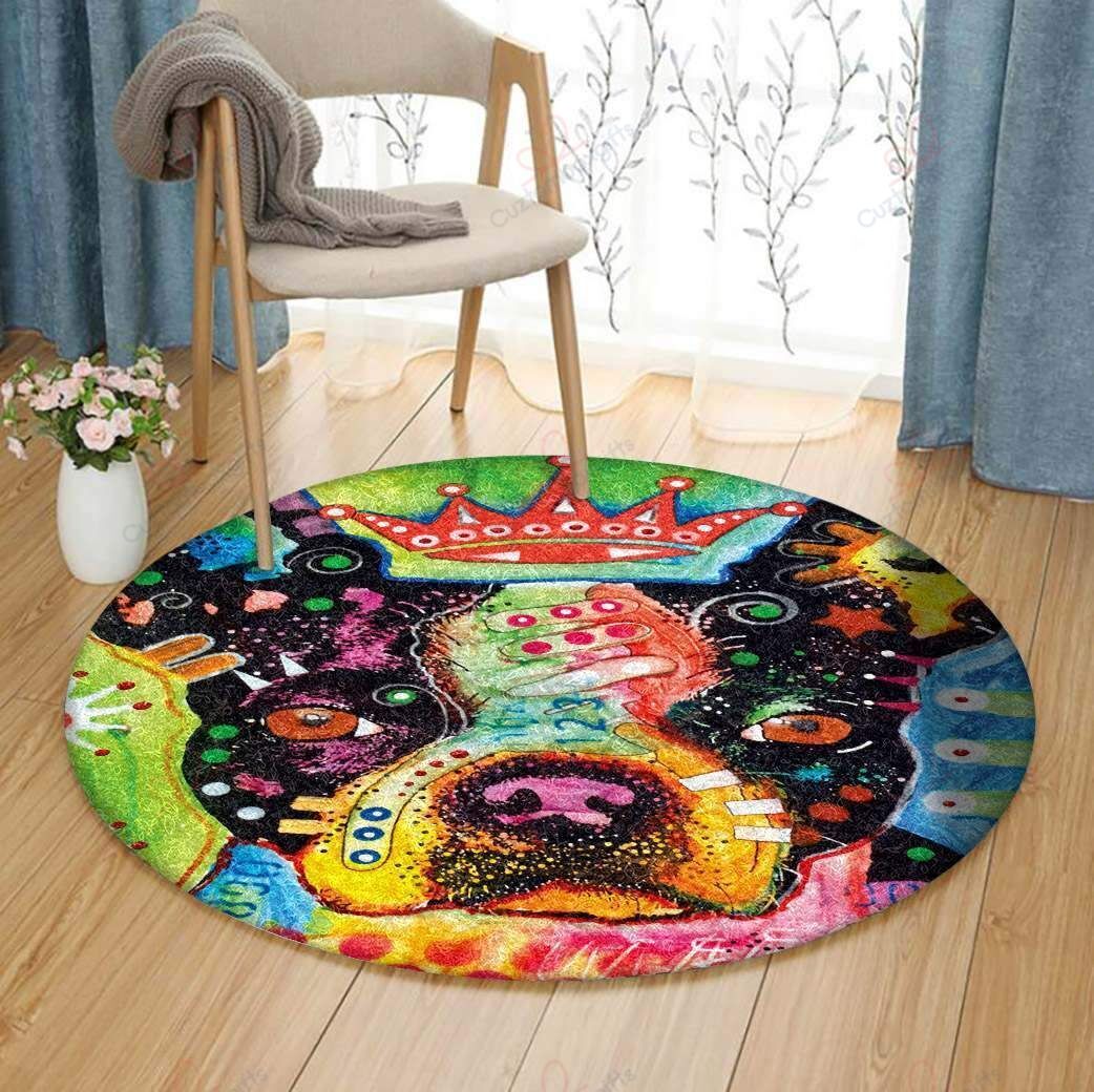Boston Terrier King Round Carpet Floor Rug Living Room Bedroom Decor Round Area Rug Carpet Boston Terrier King Round Carpet Floor Rug Living Room Bedroom Decor Round Area Rug Carpet