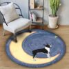 Boston Terrier Love You To The Moon And Back Round Carpet Floor Rug Living Room Bedroom Decor Round Area Rug Carpet