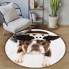 Boston Terrier Pirate Round Carpet Floor Rug Living Room Bedroom Decor Round Area Rug Carpet