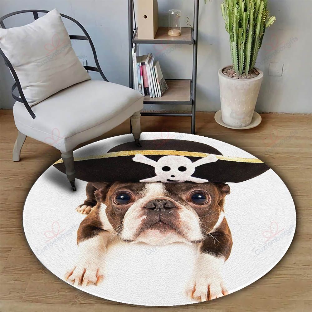 Boston Terrier Pirate Round Carpet Floor Rug Living Room Bedroom Decor Round Area Rug Carpet Boston Terrier Pirate Round Carpet Floor Rug Living Room Bedroom Decor Round Area Rug Carpet