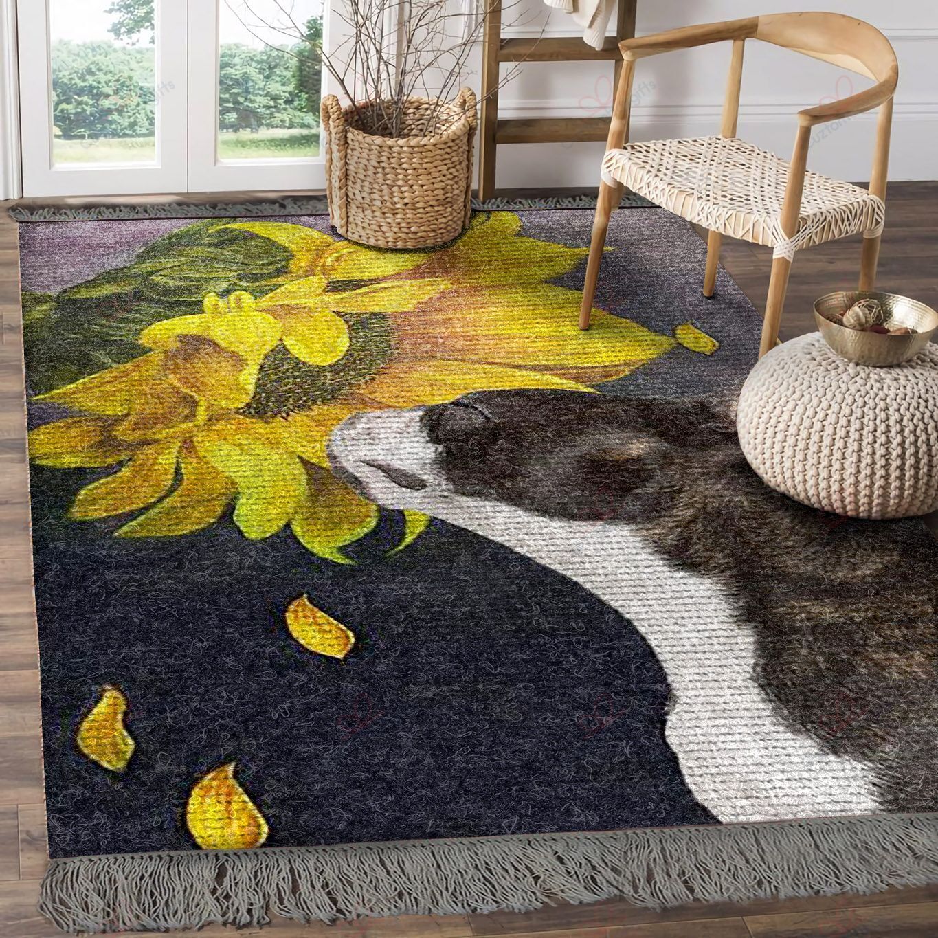 Boston Terrier Sunflower Rug Sport Decor Gift Floor Decor Living Room Carpet Rug Area Rug - 0217c917c7ff Boston Terrier Sunflower Rug Sport Decor Gift Floor Decor Living Room Carpet Rug Area Rug - 0217c917c7ff