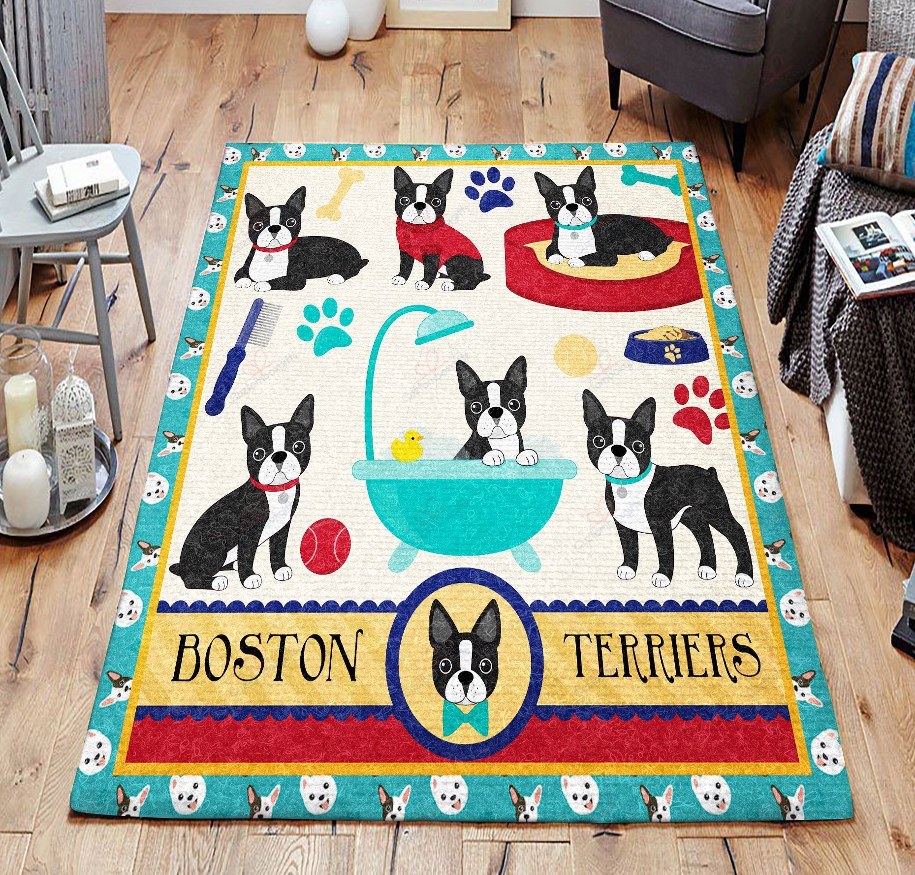 Boston Terriers Rug Sport Decor Gift Floor Decor Living Room Carpet Rug Area Rug - f9aba22f9cac Boston Terriers Rug Sport Decor Gift Floor Decor Living Room Carpet Rug Area Rug - f9aba22f9cac