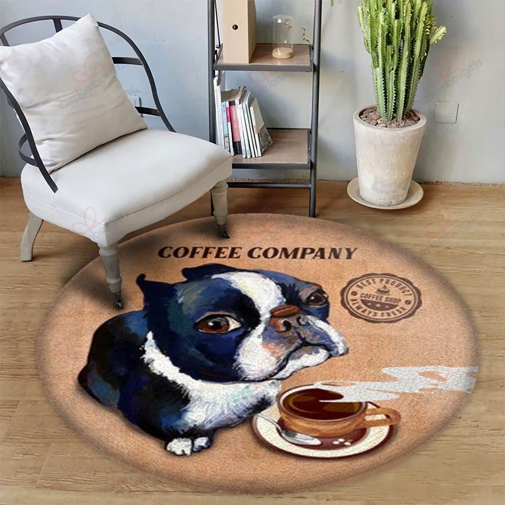 Boston Terrire Coffee Company Round Carpet Floor Rug Living Room Bedroom Decor Round Area Rug Carpet Boston Terrire Coffee Company Round Carpet Floor Rug Living Room Bedroom Decor Round Area Rug Carpet