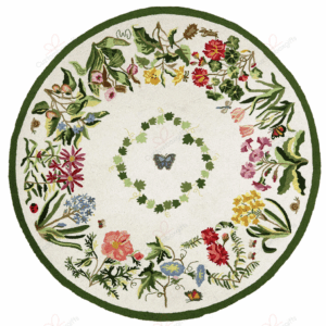 Botanical Grid Round Carpet Floor Rug Living Room Bedroom Decor Round Area Rug Carpet