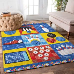 Bowling Painting 2 Rug Sport Decor Gift Floor Decor Living Room Carpet Rug Area Rug - f7d797101242