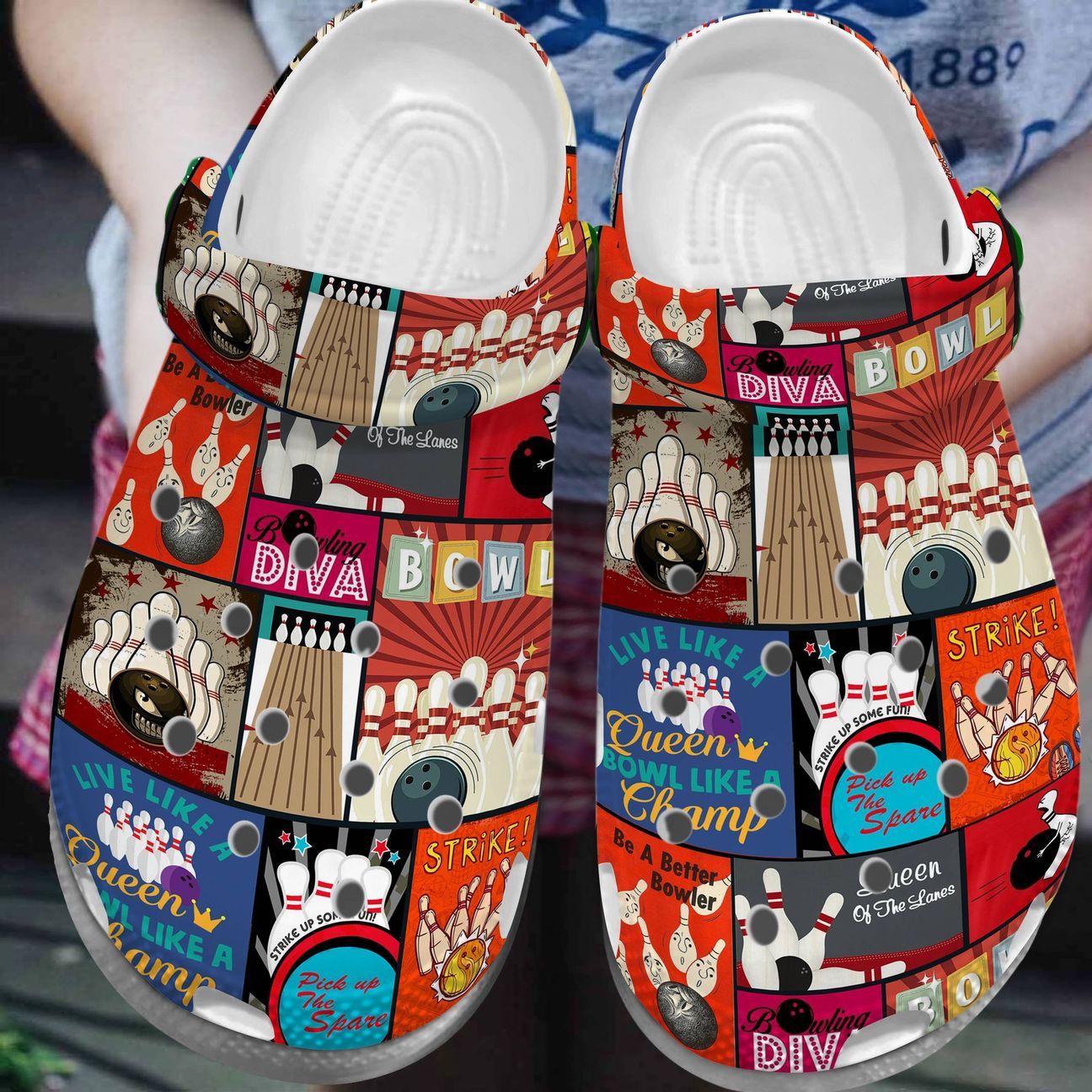 Bowling Personalized Clog Custom Crocs Comfortablefashion Style Comfortable For Women Men Kid Print 3D Bowling Diva Bowling Personalized Clog Custom Crocs Comfortablefashion Style Comfortable For Women Men Kid Print 3D Bowling Diva