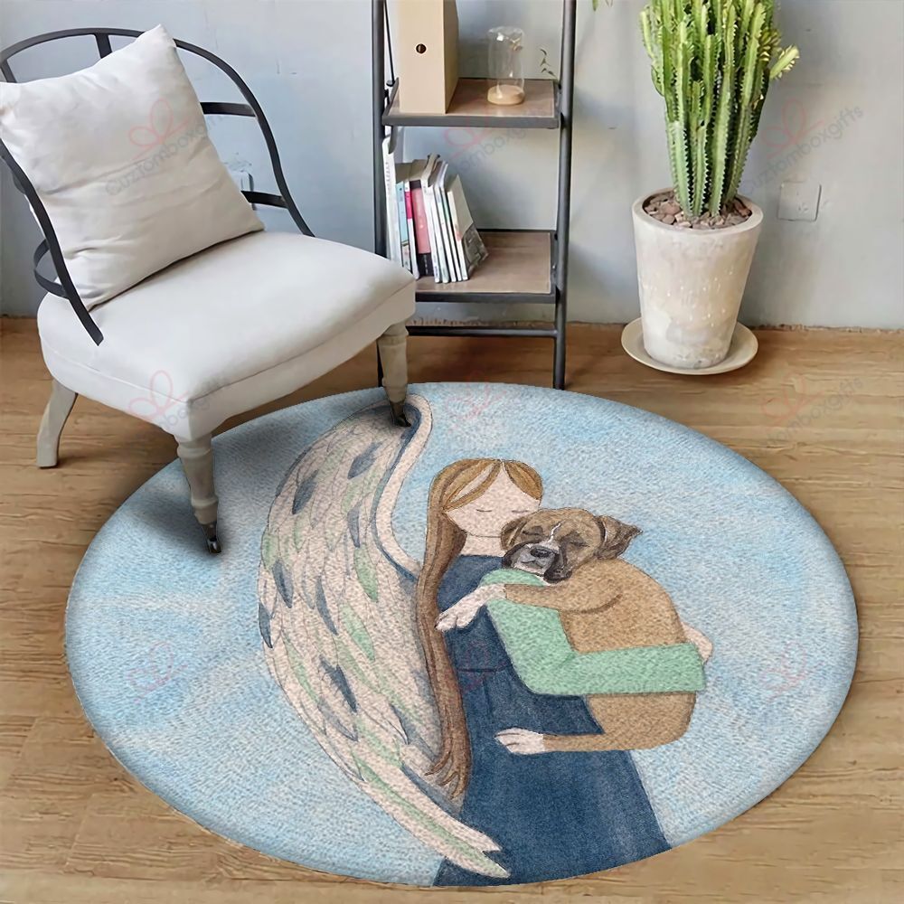 Boxer And Angel Round Carpet Floor Rug Living Room Bedroom Decor Round Area Rug Carpet Boxer And Angel Round Carpet Floor Rug Living Room Bedroom Decor Round Area Rug Carpet