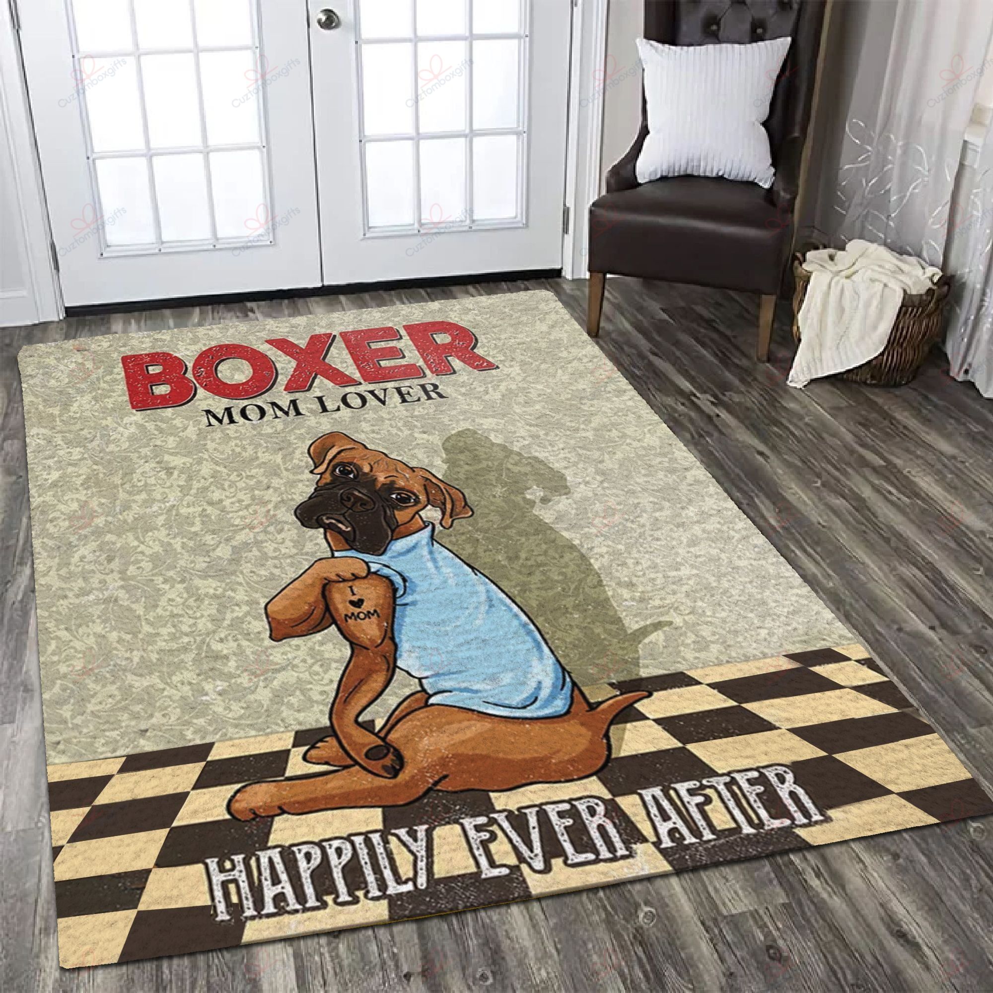 Boxer Happily Ever After Rug Sport Decor Gift Floor Decor Living Room Carpet Rug Area Rug - dd821762d49e Boxer Happily Ever After Rug Sport Decor Gift Floor Decor Living Room Carpet Rug Area Rug - dd821762d49e