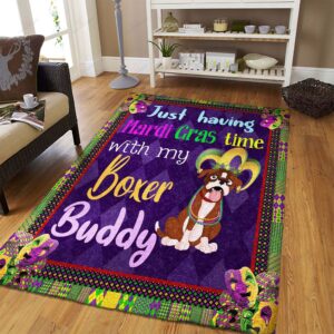 Boxer Just Having Mardi Gras Time Rug Sport Decor Gift Floor Decor Living Room Carpet Rug Area Rug - f0267529faaf