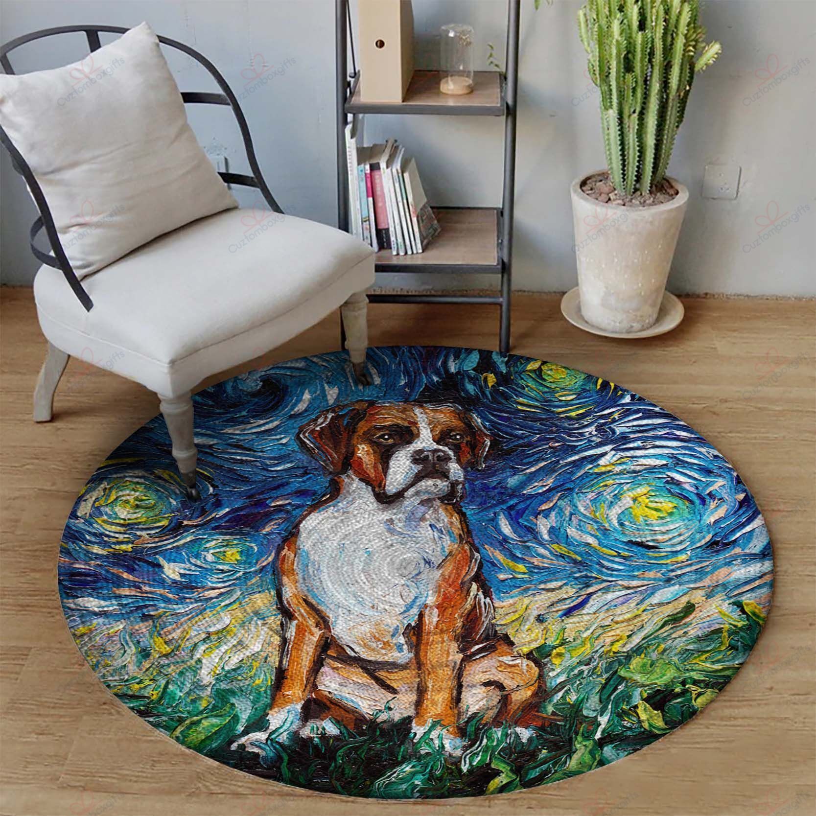 Boxer Painting 1 Round Carpet Floor Rug Living Room Bedroom Decor Round Area Rug Carpet Boxer Painting 1 Round Carpet Floor Rug Living Room Bedroom Decor Round Area Rug Carpet