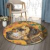 Boxer Painting Round Carpet Floor Rug Living Room Bedroom Decor Round Area Rug Carpet