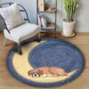 Boxer Sleep With Moon Round Carpet Floor Rug Living Room Bedroom Decor Round Area Rug Carpet