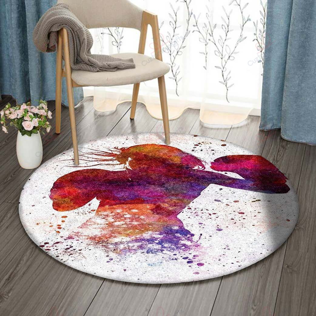 Boxing Girl Round Carpet Floor Rug Living Room Bedroom Decor Round Area Rug Carpet Boxing Girl Round Carpet Floor Rug Living Room Bedroom Decor Round Area Rug Carpet