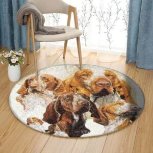 Bracco Dog Round Carpet Floor Rug Living Room Bedroom Decor Round Area Rug Carpet