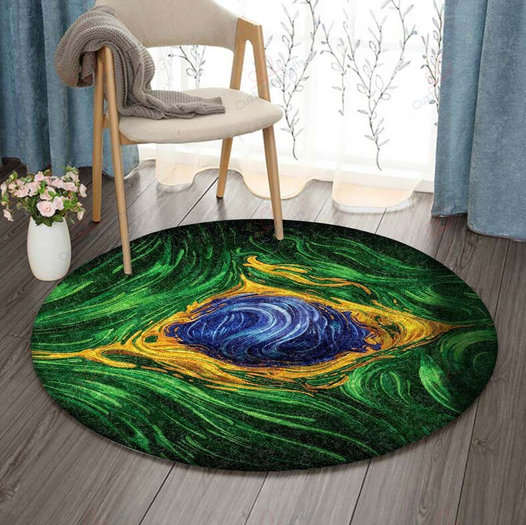 Brazil Flag Round Carpet Floor Rug Living Room Bedroom Decor Round Area Rug Carpet Brazil Flag Round Carpet Floor Rug Living Room Bedroom Decor Round Area Rug Carpet