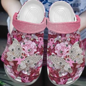 Breast Cancer Personalize Clog Custom Crocs Fashionstyle Comfortable For Women Men Kid Print 3D Be Brave Be Strong
