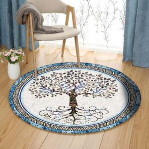 Bright Tree Of Life Round Carpet Floor Rug Living Room Bedroom Decor Round Area Rug Carpet